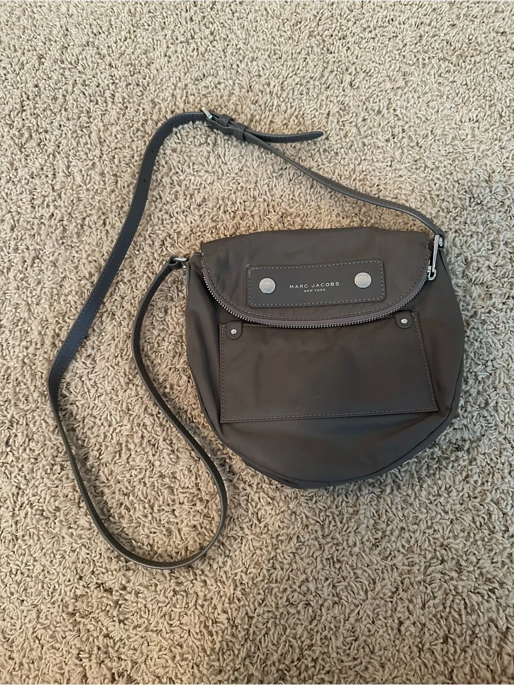 Marc Jacobs Brown Nylon Round Crossbody with Front Pocket